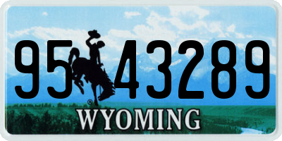 WY license plate 9543289