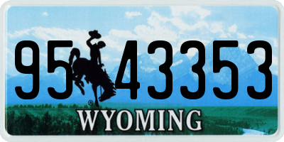 WY license plate 9543353
