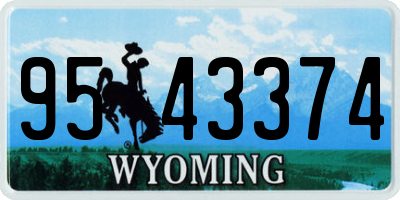 WY license plate 9543374