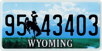 WY license plate 9543403