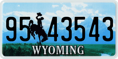 WY license plate 9543543