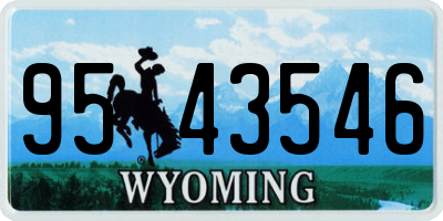 WY license plate 9543546