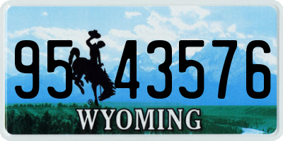 WY license plate 9543576