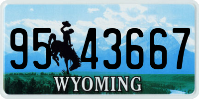 WY license plate 9543667