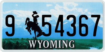 WY license plate 954367