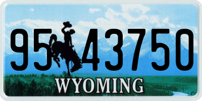 WY license plate 9543750