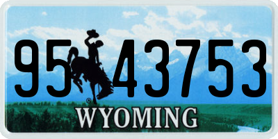 WY license plate 9543753