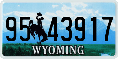 WY license plate 9543917