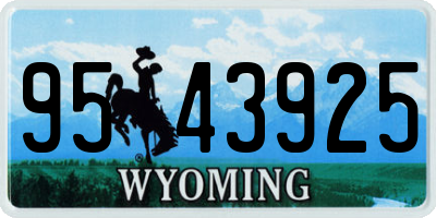 WY license plate 9543925