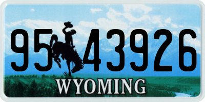 WY license plate 9543926