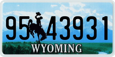 WY license plate 9543931