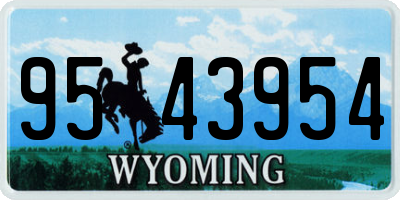 WY license plate 9543954