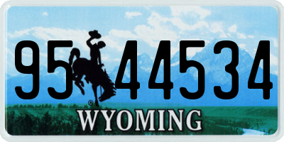 WY license plate 9544534