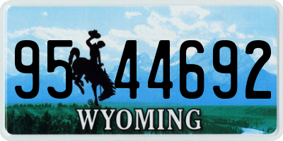 WY license plate 9544692