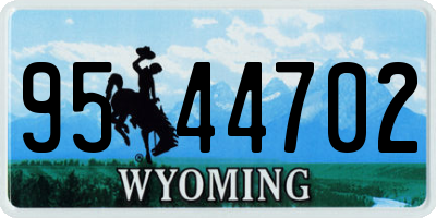WY license plate 9544702