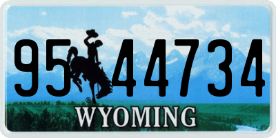 WY license plate 9544734