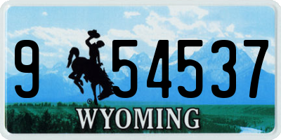 WY license plate 954537