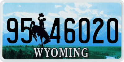 WY license plate 9546020