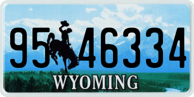 WY license plate 9546334