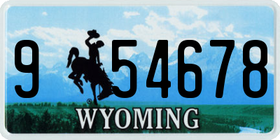 WY license plate 954678