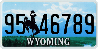 WY license plate 9546789