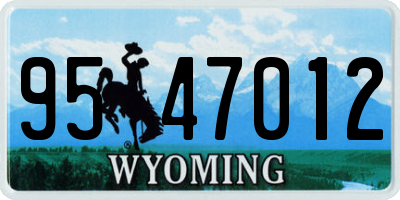 WY license plate 9547012