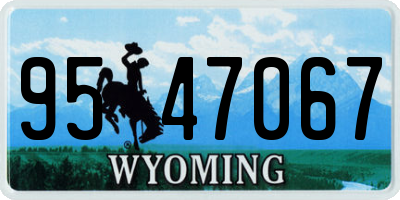WY license plate 9547067