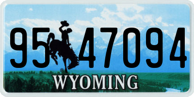 WY license plate 9547094