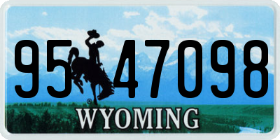 WY license plate 9547098