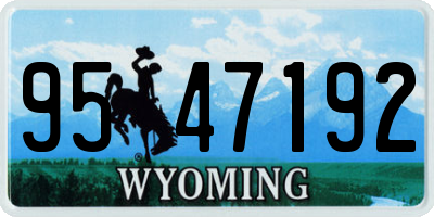 WY license plate 9547192