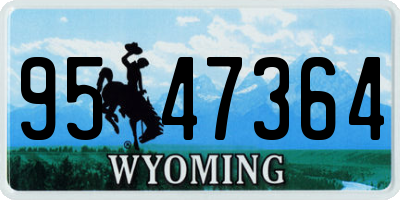 WY license plate 9547364