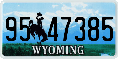 WY license plate 9547385