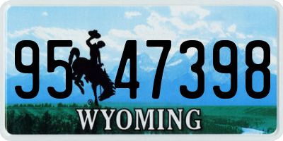 WY license plate 9547398