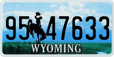 WY license plate 9547633