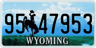 WY license plate 9547953