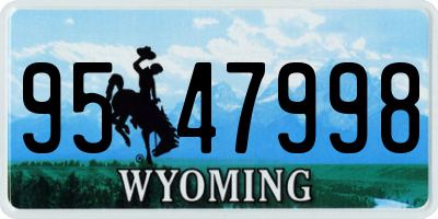 WY license plate 9547998