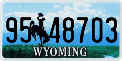 WY license plate 9548703