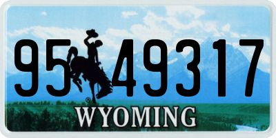 WY license plate 9549317