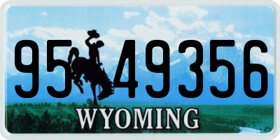 WY license plate 9549356
