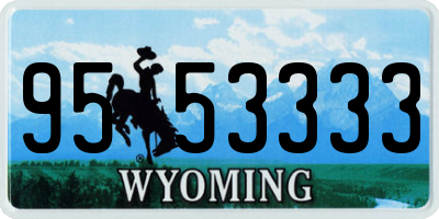 WY license plate 9553333