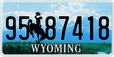 WY license plate 9587418