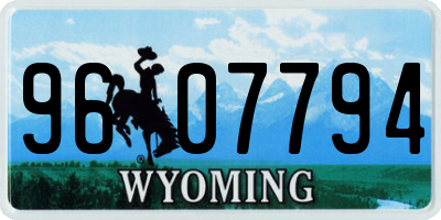 WY license plate 9607794