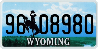 WY license plate 9608980