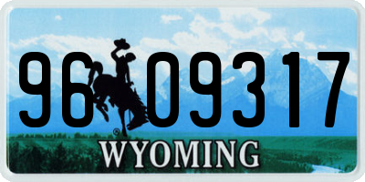 WY license plate 9609317
