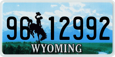 WY license plate 9612992