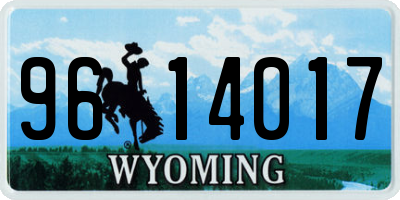 WY license plate 9614017