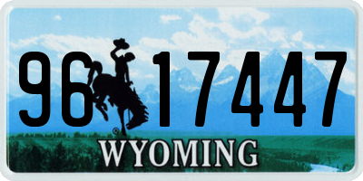 WY license plate 9617447
