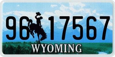WY license plate 9617567