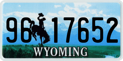 WY license plate 9617652
