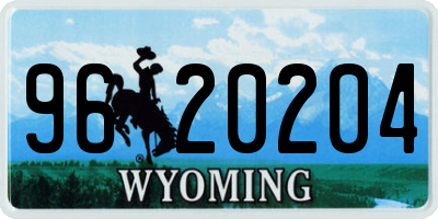 WY license plate 9620204
